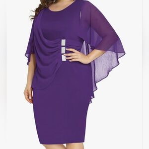 Elegant  Purple Dress with Draped Design